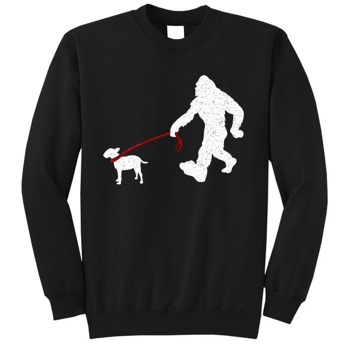 Bigfoot Walking With Bull Terrier Dog Sweatshirt