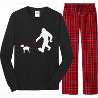 Bigfoot Walking With Bull Terrier Dog Long Sleeve Pajama Set