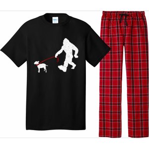 Bigfoot Walking With Bull Terrier Dog Pajama Set