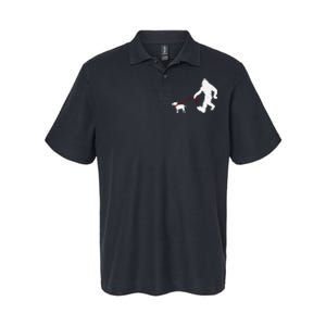 Bigfoot Walking With Bull Terrier Dog Softstyle Adult Sport Polo