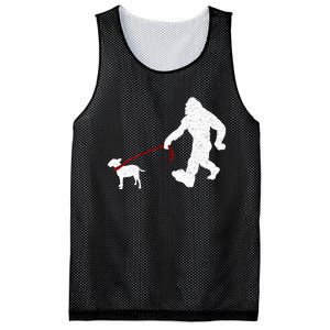 Bigfoot Walking With Bull Terrier Dog Mesh Reversible Basketball Jersey Tank