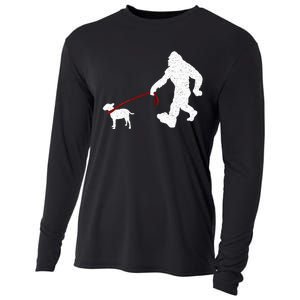 Bigfoot Walking With Bull Terrier Dog Cooling Performance Long Sleeve Crew