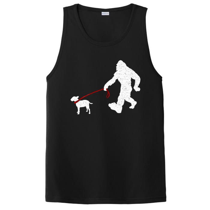 Bigfoot Walking With Bull Terrier Dog PosiCharge Competitor Tank