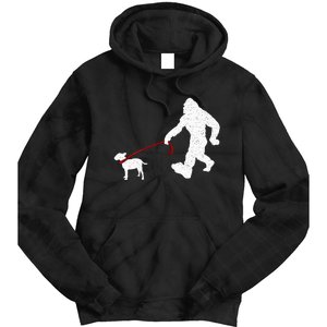 Bigfoot Walking With Bull Terrier Dog Tie Dye Hoodie