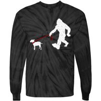 Bigfoot Walking With Bull Terrier Dog Tie-Dye Long Sleeve Shirt