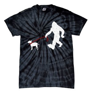 Bigfoot Walking With Bull Terrier Dog Tie-Dye T-Shirt