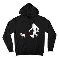 Bigfoot Walking With Bull Terrier Dog Tall Hoodie