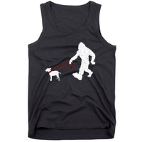 Bigfoot Walking With Bull Terrier Dog Tank Top