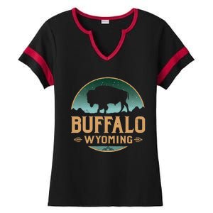 Buffalo Wyoming WY Buffalo Bison Ladies Halftime Notch Neck Tee