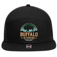 Buffalo Wyoming WY Buffalo Bison 7 Panel Mesh Trucker Snapback Hat
