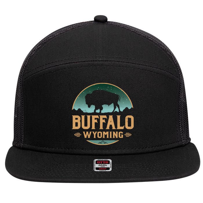 Buffalo Wyoming WY Buffalo Bison 7 Panel Mesh Trucker Snapback Hat