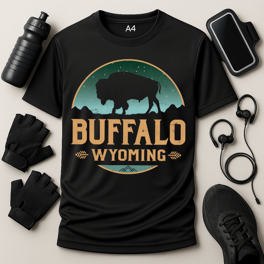 Buffalo Wyoming WY Buffalo Bison Cooling Performance Crew T-Shirt