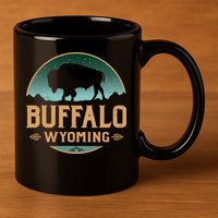 Buffalo Wyoming WY Buffalo Bison 11oz C Handle Ceramic Mug