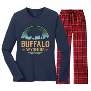 Buffalo Wyoming WY Buffalo Bison Women's Long Sleeve Flannel Pajama Set 