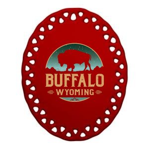 Buffalo Wyoming WY Buffalo Bison Ceramic Oval Ornament