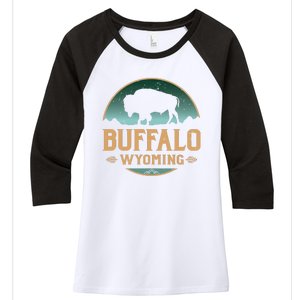 Buffalo Wyoming WY Buffalo Bison Women's Tri-Blend 3/4-Sleeve Raglan Shirt