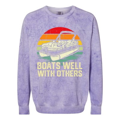 Boats Well With Others Pontoon Boat Boating Retro Colorblast Crewneck Sweatshirt