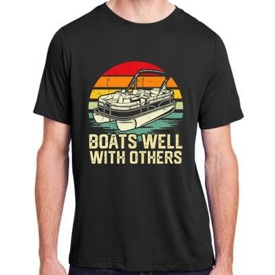 Boats Well With Others Pontoon Boat Boating Retro Adult ChromaSoft Performance T-Shirt