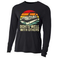 Boats Well With Others Pontoon Boat Boating Retro Cooling Performance Long Sleeve Crew