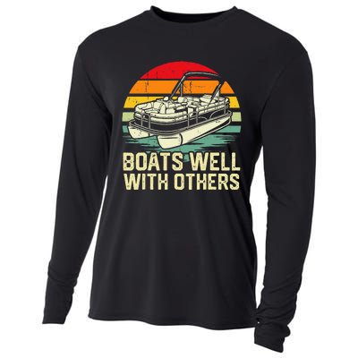 Boats Well With Others Pontoon Boat Boating Retro Cooling Performance Long Sleeve Crew