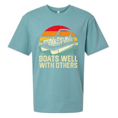 Boats Well With Others Pontoon Boat Boating Retro Sueded Cloud Jersey T-Shirt