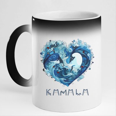 Blue Wave With Cats Kamala Harris 2024 11oz Black Color Changing Mug