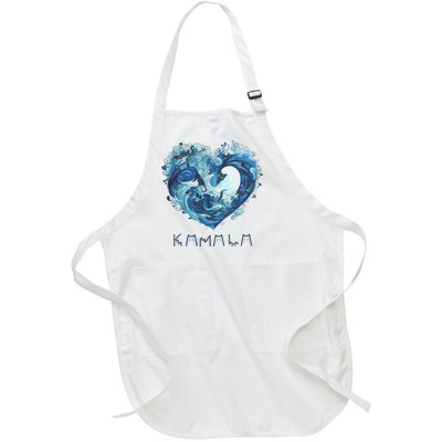 Blue Wave With Cats Kamala Harris 2024 Full-Length Apron With Pockets