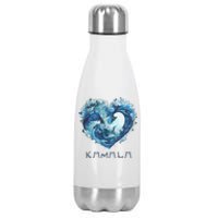 Blue Wave With Cats Kamala Harris 2024 Stainless Steel Insulated Water Bottle