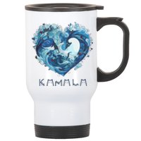 Blue Wave With Cats Kamala Harris 2024 Stainless Steel Travel Mug