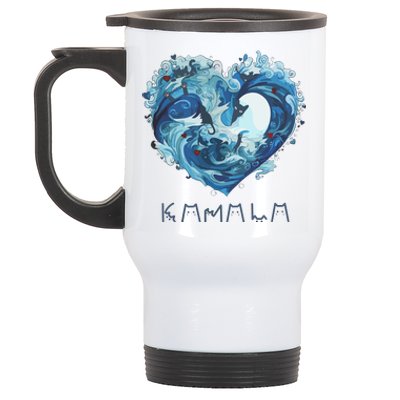 Blue Wave With Cats Kamala Harris 2024 Stainless Steel Travel Mug