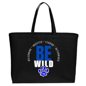 Be Wild White Letters Cotton Canvas Jumbo Tote