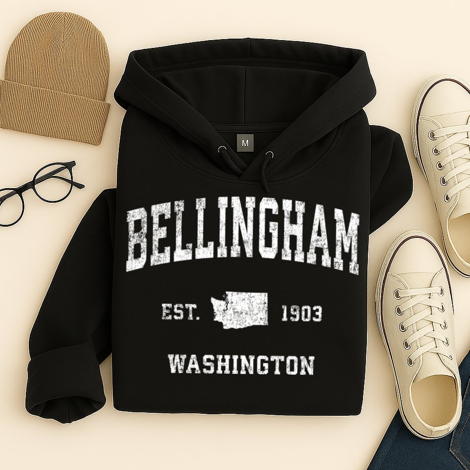 Bellingham Washington Wa Vintage Sports Hoodie