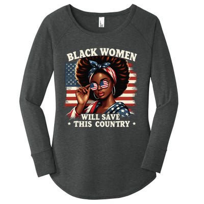 Black Women Will Save This Country LocD Hair Usa Flag Women's Perfect Tri Tunic Long Sleeve Shirt