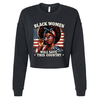 Black Women Will Save This Country LocD Hair Usa Flag Cropped Pullover Crew