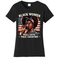 Black Women Will Save This Country LocD Hair Usa Flag Women's T-Shirt