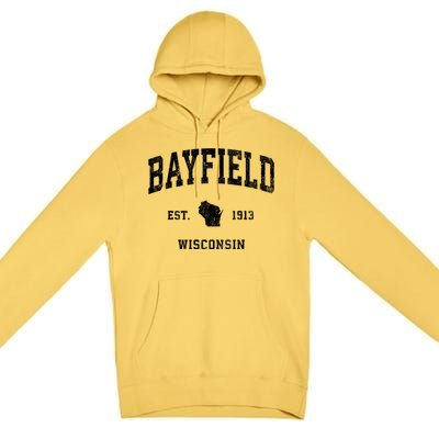 Bayfield Wisconsin Wi Vintage Athletic Sports Premium Pullover Hoodie