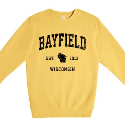 Bayfield Wisconsin Wi Vintage Athletic Sports Premium Crewneck Sweatshirt