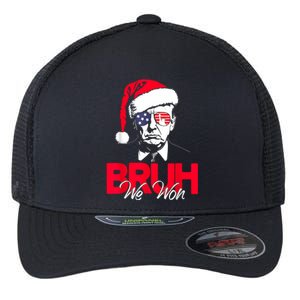 Bruh We Won Funny Christmas Santa Hat Trump 47 Usa President Flexfit Unipanel Trucker Cap