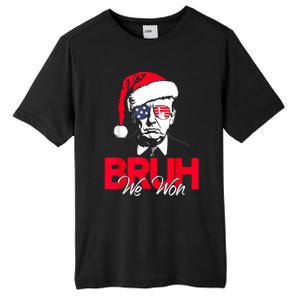 Bruh We Won Funny Christmas Santa Hat Trump 47 Usa President Tall Fusion ChromaSoft Performance T-Shirt