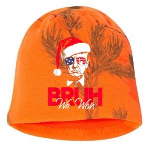 Bruh We Won Funny Christmas Santa Hat Trump 47 Usa President Kati - Camo Knit Beanie