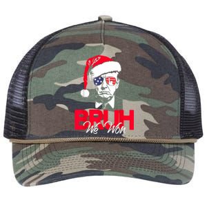 Bruh We Won Funny Christmas Santa Hat Trump 47 Usa President Retro Rope Trucker Hat Cap