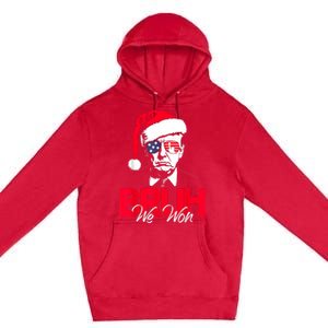 Bruh We Won Funny Christmas Santa Hat Trump 47 Usa President Premium Pullover Hoodie