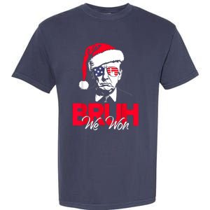 Bruh We Won Funny Christmas Santa Hat Trump 47 Usa President Garment-Dyed Heavyweight T-Shirt