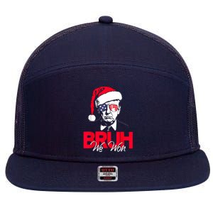 Bruh We Won Funny Christmas Santa Hat Trump 47 Usa President 7 Panel Mesh Trucker Snapback Hat