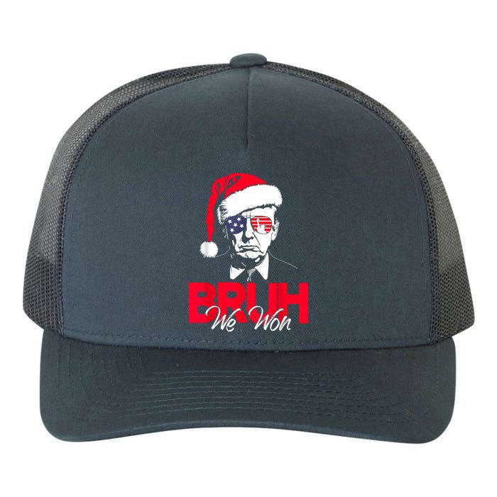 Bruh We Won Funny Christmas Santa Hat Trump 47 Usa President Yupoong Adult 5-Panel Trucker Hat