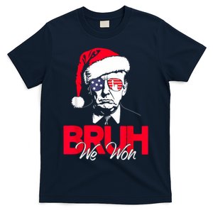 Bruh We Won Funny Christmas Santa Hat Trump 47 Usa President T-Shirt