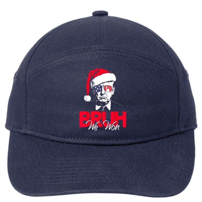 Bruh We Won Funny Christmas Santa Hat Trump 47 Usa President 7-Panel Snapback Hat