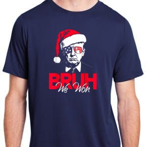 Bruh We Won Funny Christmas Santa Hat Trump 47 Usa President Adult ChromaSoft Performance T-Shirt