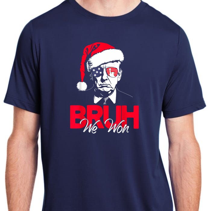 Bruh We Won Funny Christmas Santa Hat Trump 47 Usa President Adult ChromaSoft Performance T-Shirt