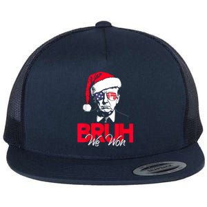 Bruh We Won Funny Christmas Santa Hat Trump 47 Usa President Flat Bill Trucker Hat